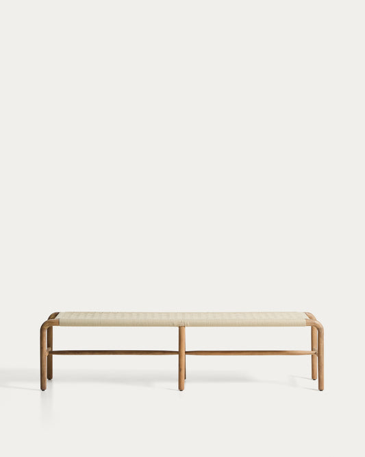Banc Alipa en bois d’acacia et corde écrue 180 cm FSC 100 %