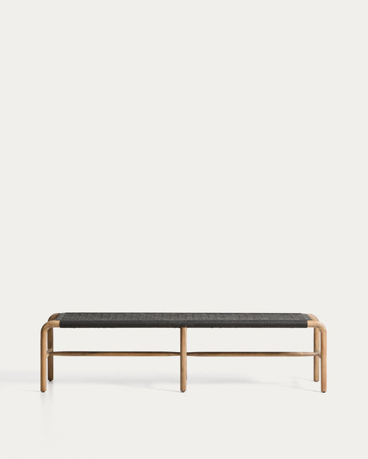 Banc Alipa en bois d’acacia et corde gris foncé 180 cm FSC 100 %