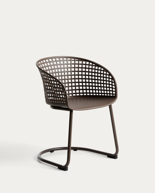 Chaise d’extérieur Tenaro en plastique avec structure en acier marron
