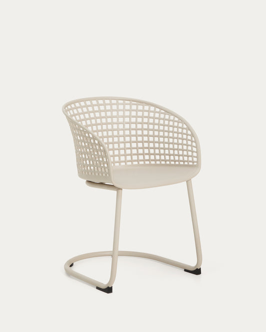 Chaise d’extérieur Tenaro en plastique avec structure en acier beige