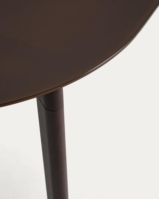 Table ovale Erice en aluminium et verre trempé marron 180 x 90 cm