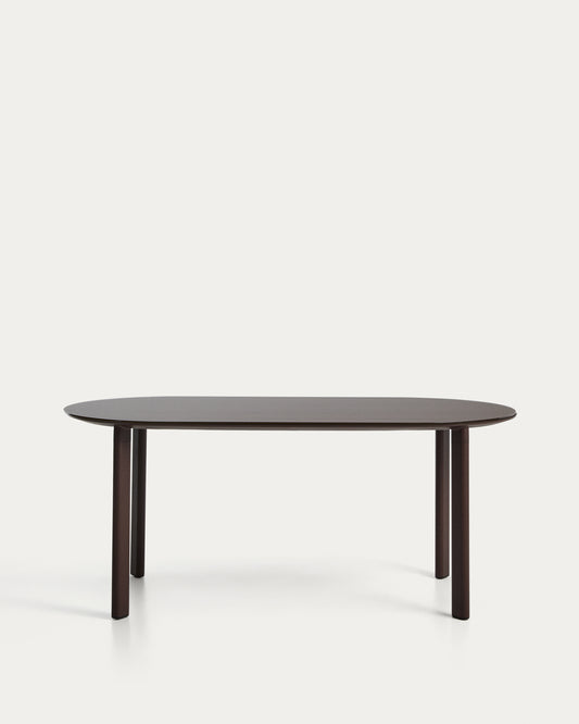 Erice oval table in aluminium and brown tempered glass 180 x 90 cm
