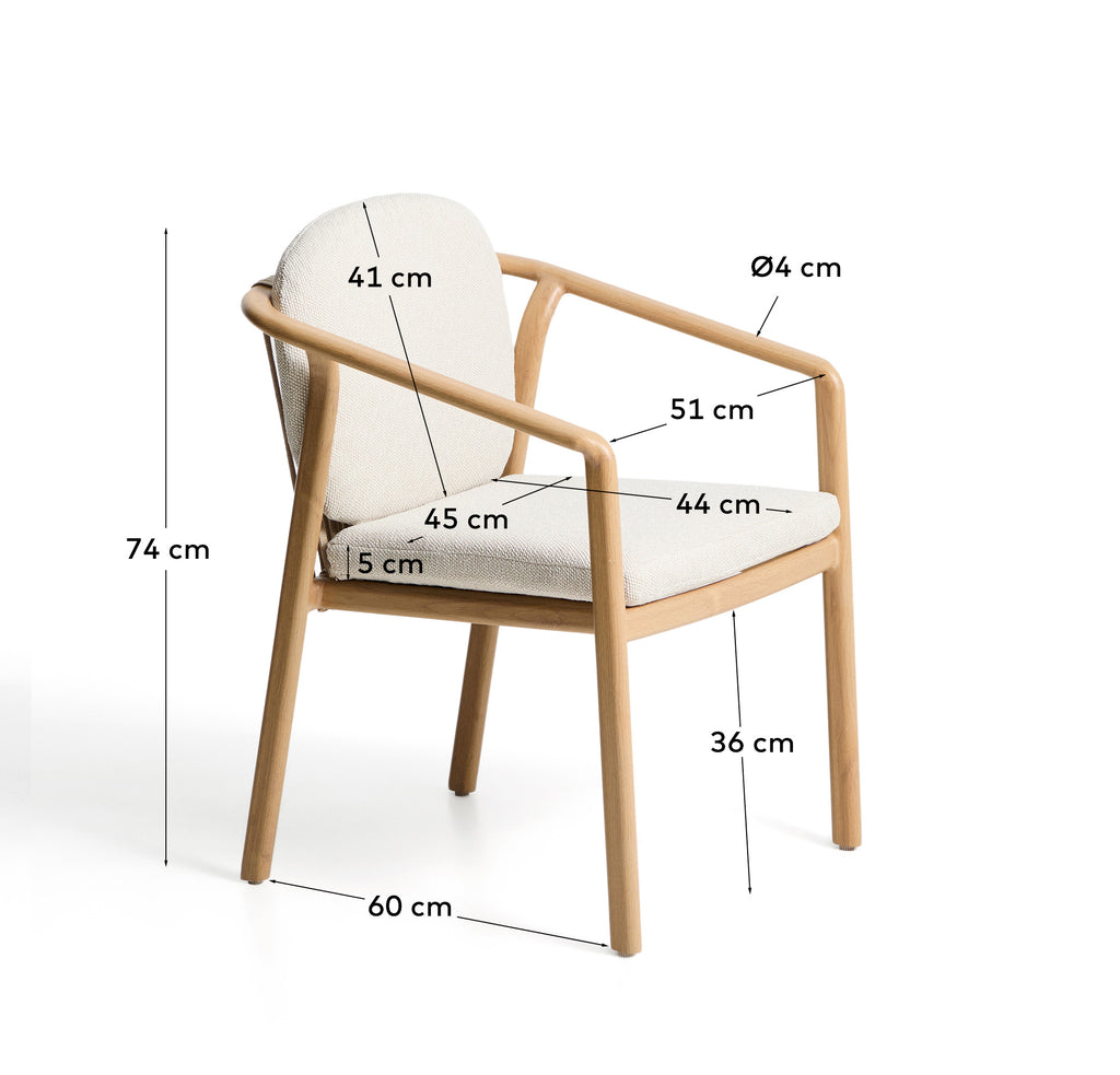 Chaise empilable d’extérieur Sirte en aluminium finition effet bois et corde écrue