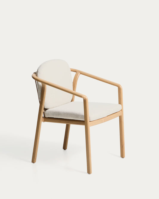 Chaise empilable d’extérieur Sirte en aluminium finition effet bois et corde écrue