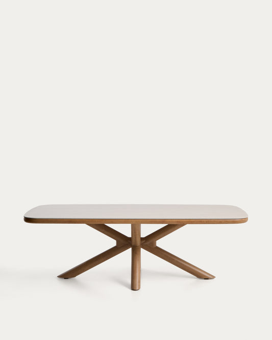 Table d’extérieur Mirtia en aluminium effet bois et pierre frittée écrue 240 x 110 cm