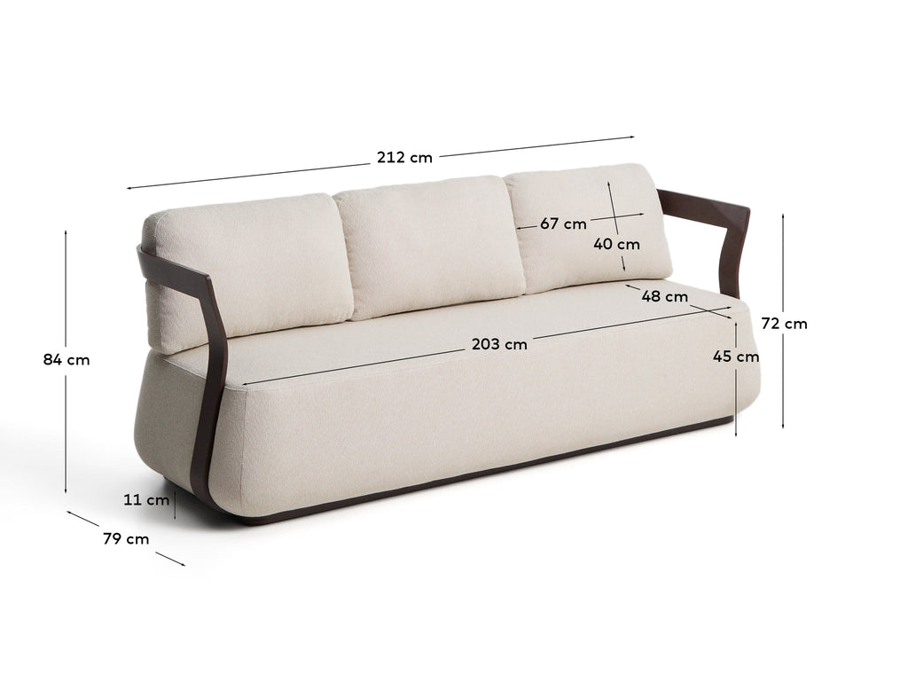 Canapé Tamaris 3 places en aluminium marron 217 cm