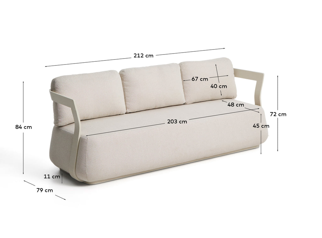 Canapé Tamaris 3 places en aluminium écru 217 cm