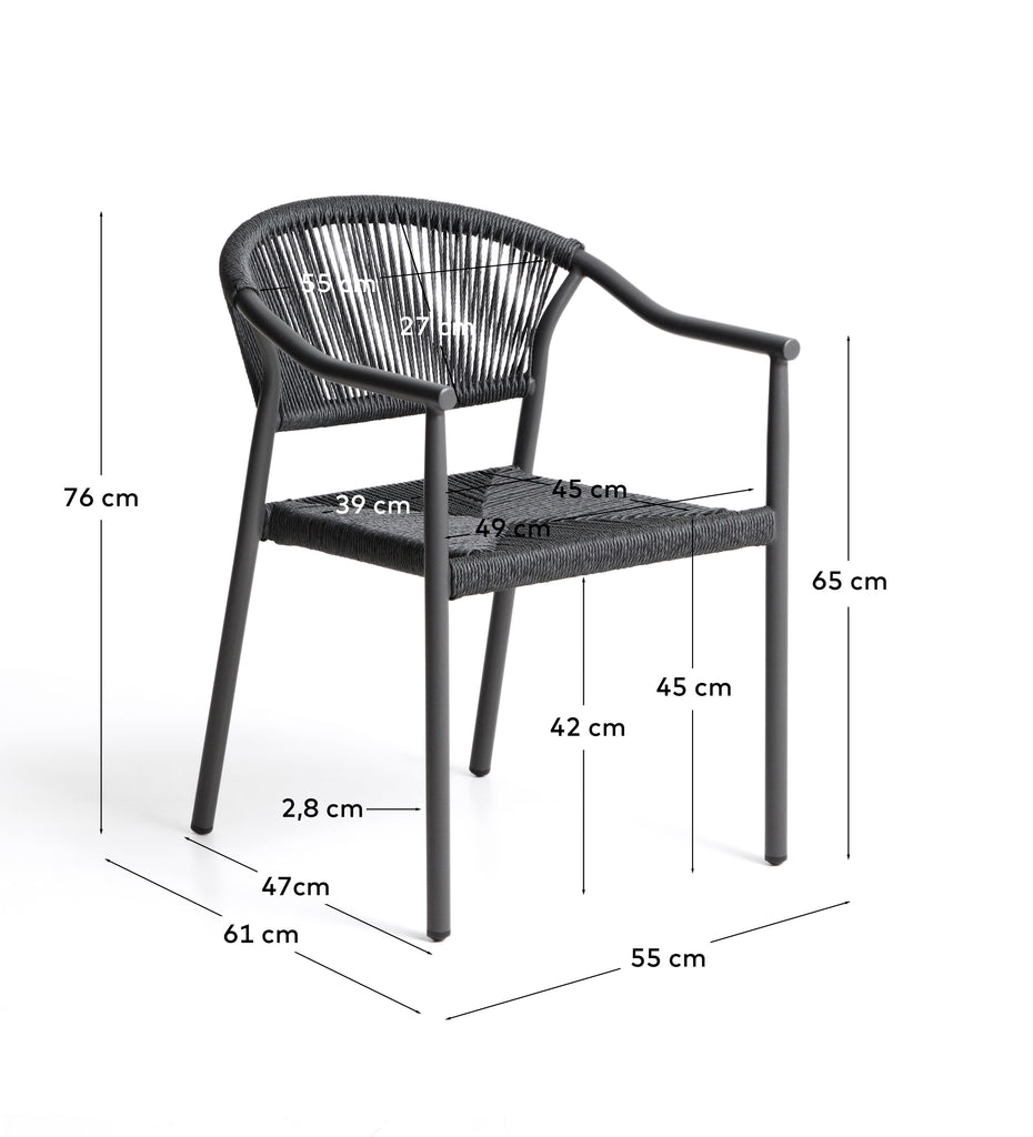 Chaise empilable d’extérieur Livadia en aluminium graphite