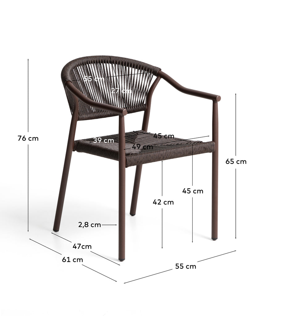Chaise empilable d’extérieur Livadia en aluminium marron
