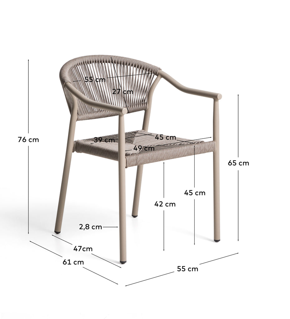 Chaise empilable d’extérieur Livadia en aluminium taupe
