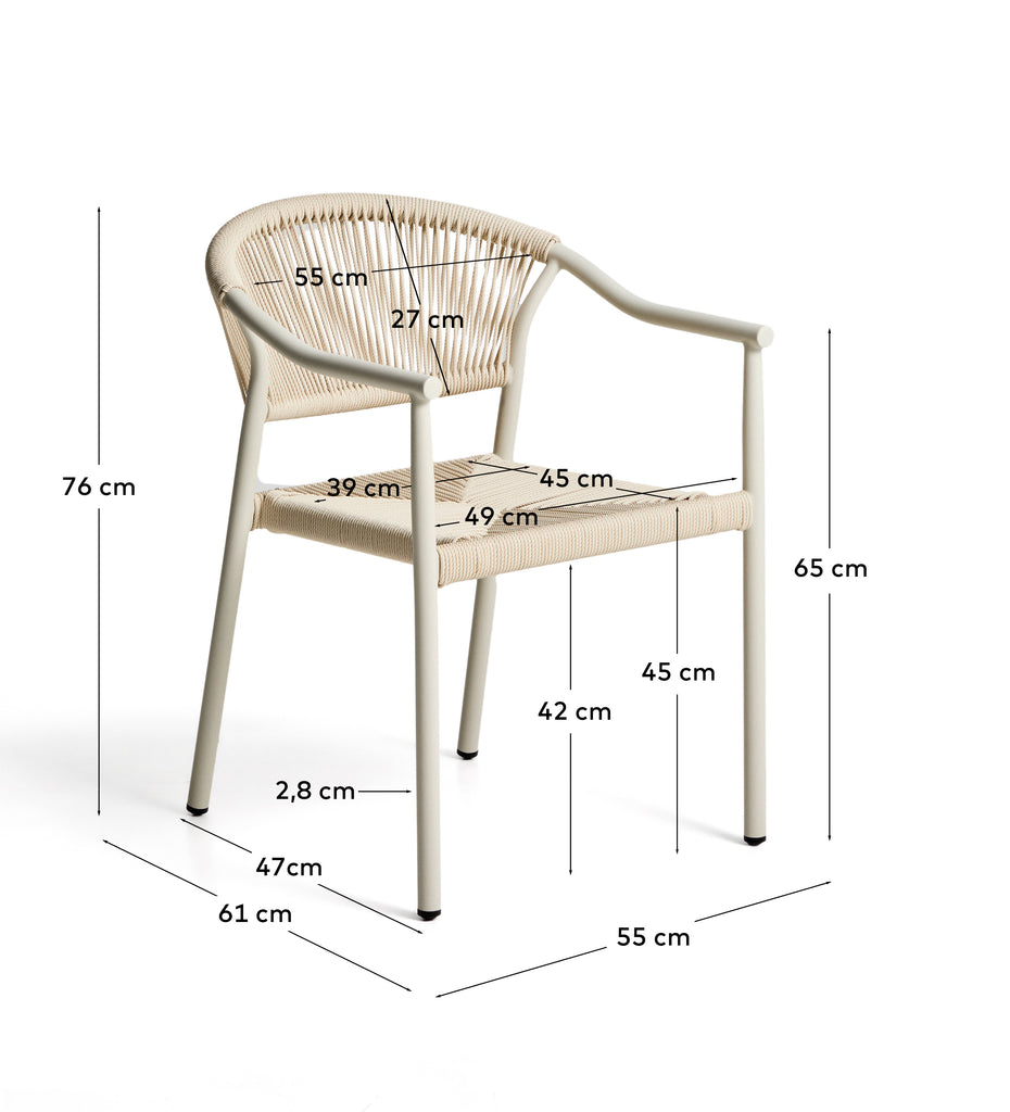 Chaise empilable d’extérieur Livadia en aluminium écru