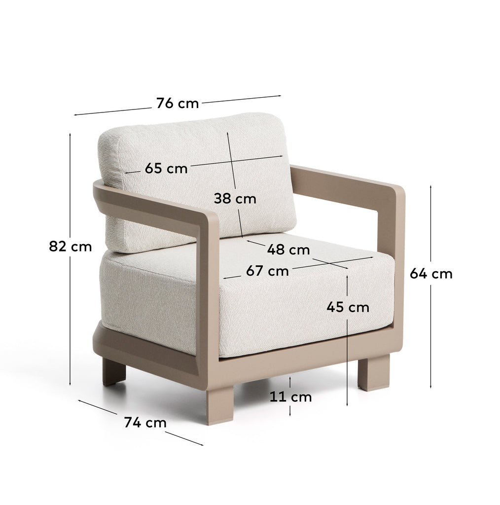 Fauteuil d’extérieur Nerano en aluminium taupe