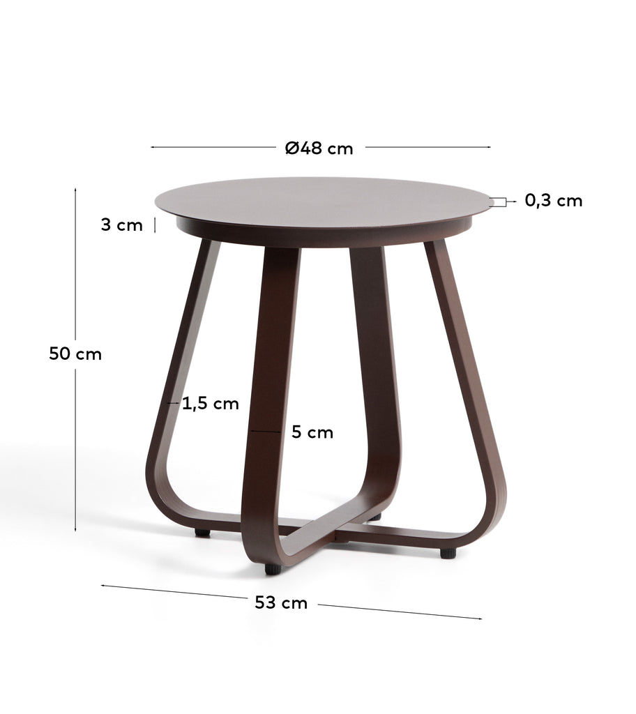 Table auxiliaire d’extérieur Tamaris en aluminium marron Ø 48 cm