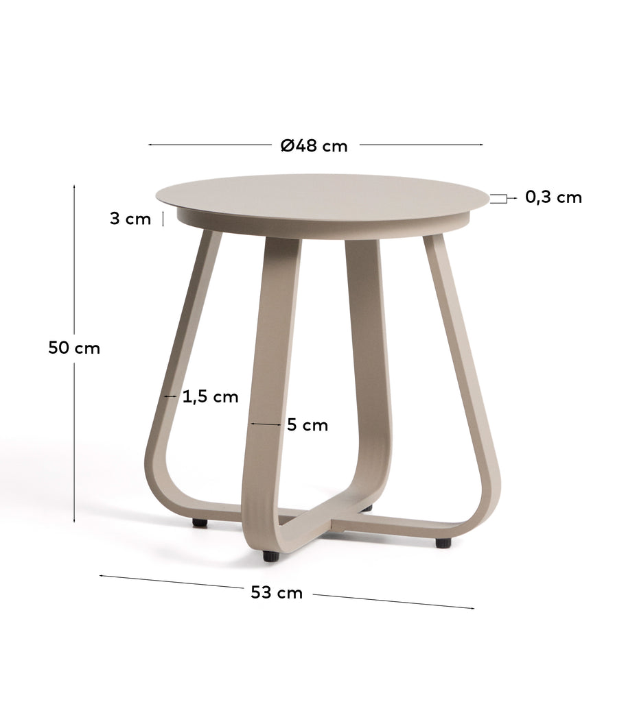 Table auxiliaire d’extérieur Tamaris en aluminium taupe Ø 48 cm