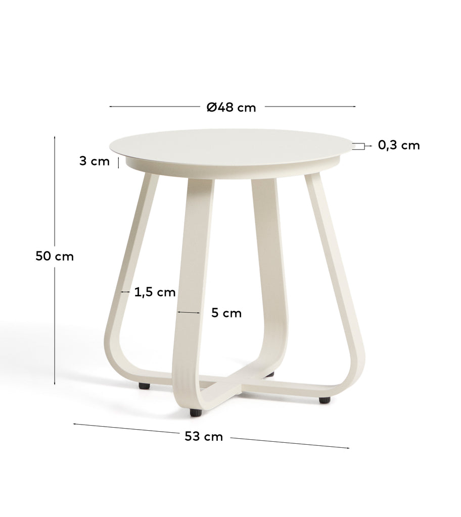 Table auxiliaire d’extérieur Tamaris en aluminium écrue Ø 48 cm