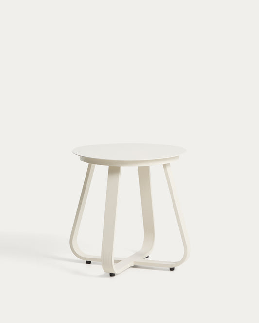 Table auxiliaire d’extérieur Tamaris en aluminium écrue Ø 48 cm
