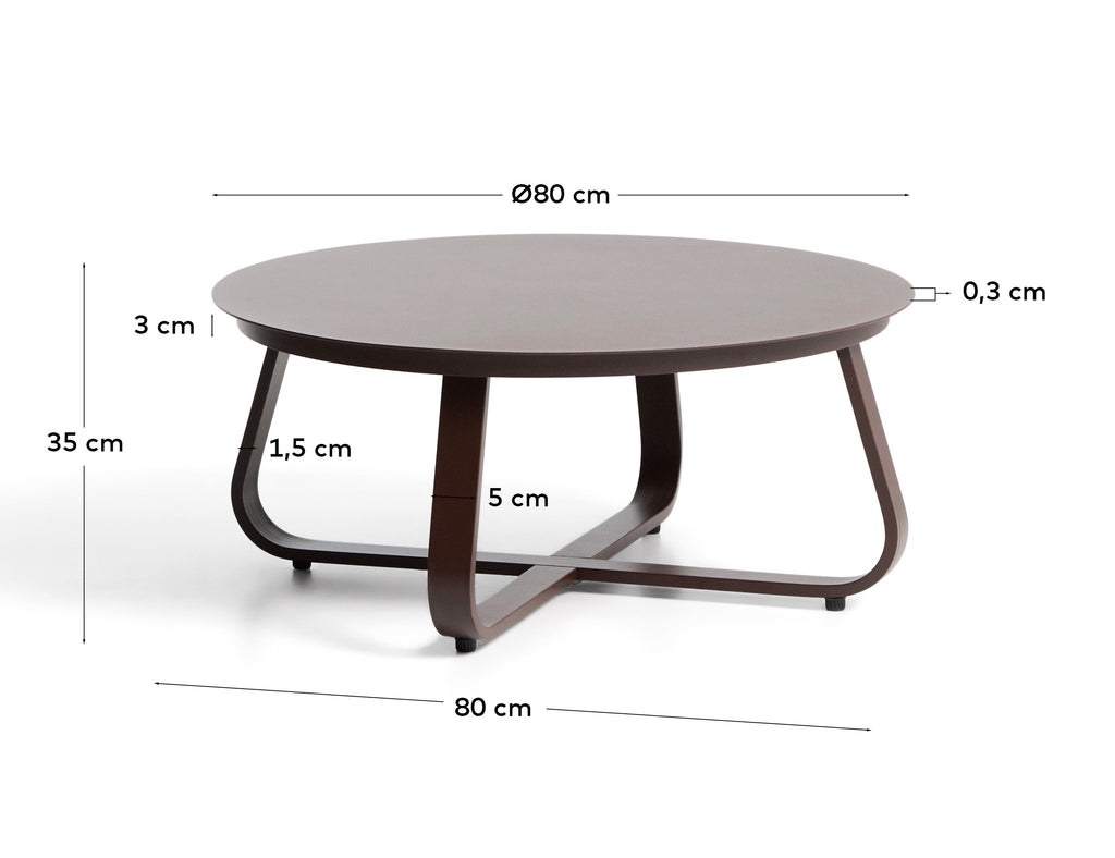 Table basse d’extérieur Tamaris en aluminium marron Ø 80 cm