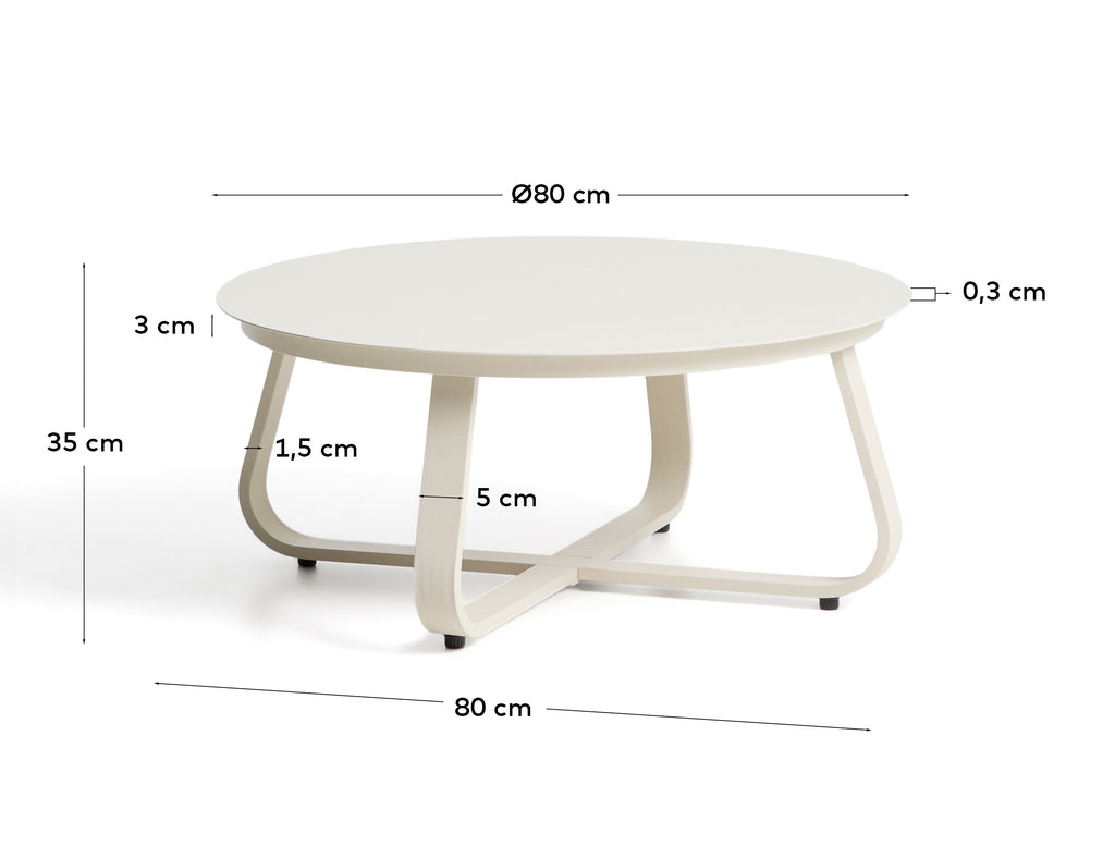 Table basse d’extérieur Tamaris en aluminium écrue Ø 80 cm