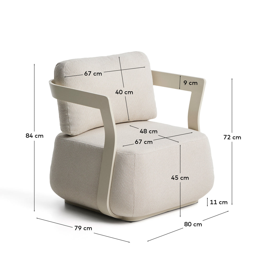 Fauteuil d’extérieur Tamaris en aluminium écru