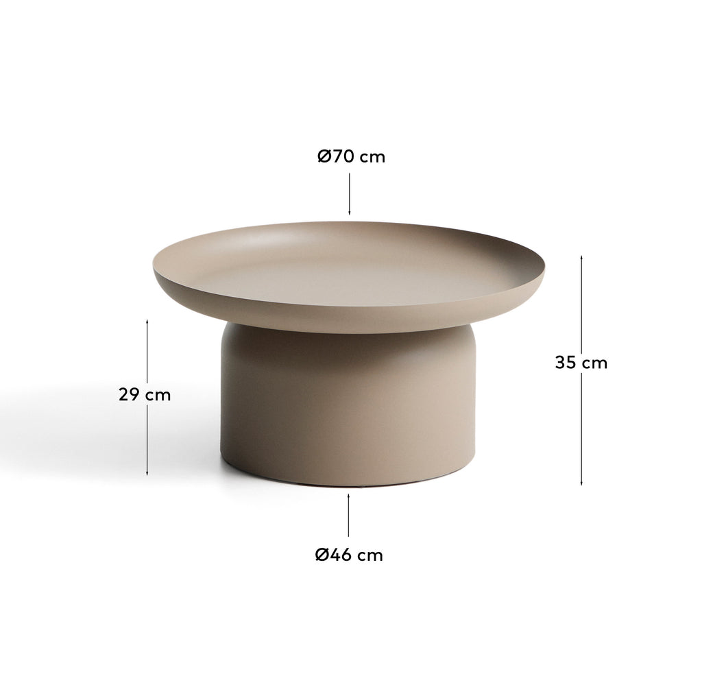 Table basse Arcola en aluminium taupe Ø 70 cm