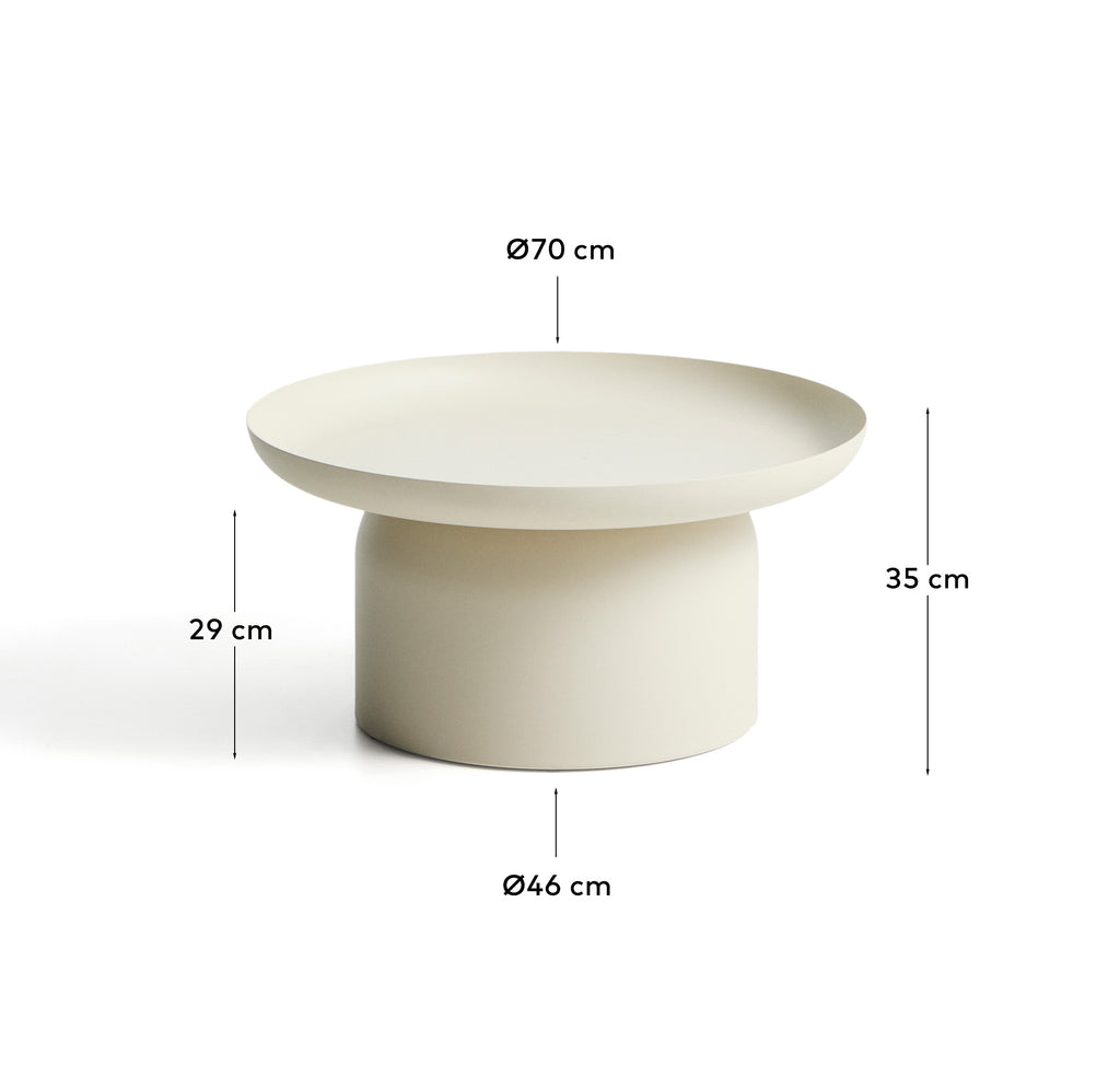 Table basse Arcola en aluminium écru Ø 70 cm