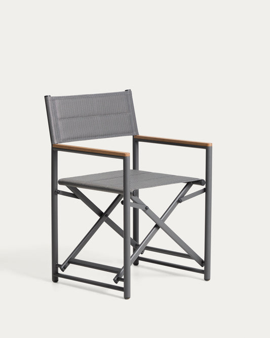 Chaise pliable d’extérieur Tisno en aluminium graphite et textilène gris
