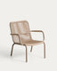 Fauteuil empilable Salis en aluminium taupe et corde synthétique beige
