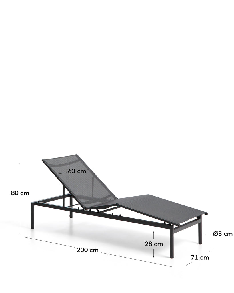 Bain de soleil empilable Lesina en aluminium graphite et textilène gris