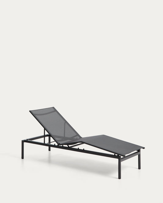Bain de soleil empilable Lesina en aluminium graphite et textilène gris