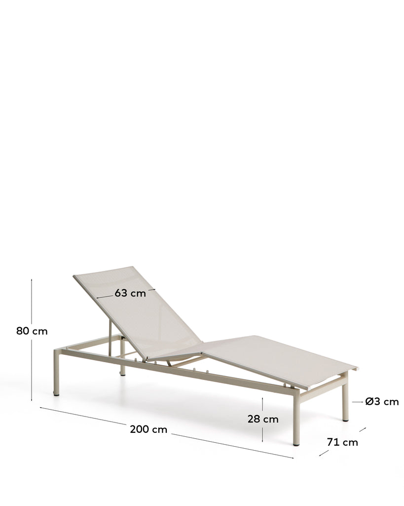 Bain de soleil empilable Lesina en aluminium et textilène écru
