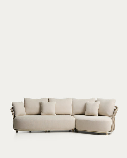 Canapé Osani 3 places en aluminium écru et corde taupe 274 cm
