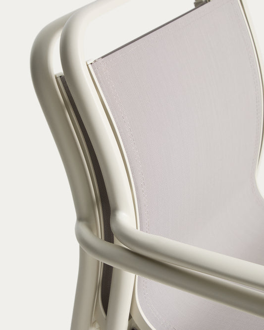 Ensemble table extensible Brela en aluminium écru et 6 chaises Luri en aluminium écru et textilène beige 205 (287) x 100 cm