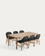 Ensemble table Sori en bois d’acacia et 6 chaises Alipa en bois d’acacia et corde graphite 200 x 100 cm FSC 100 %