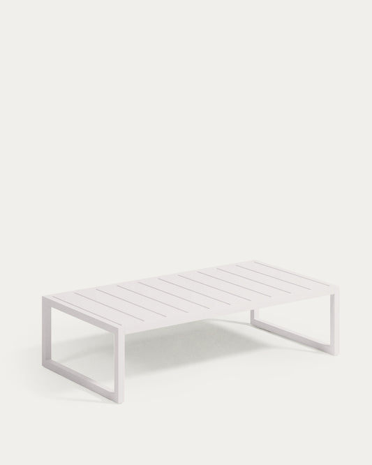 Table basse Comova 100 % pour extérieur en aluminium blanc 60 x 114 cm