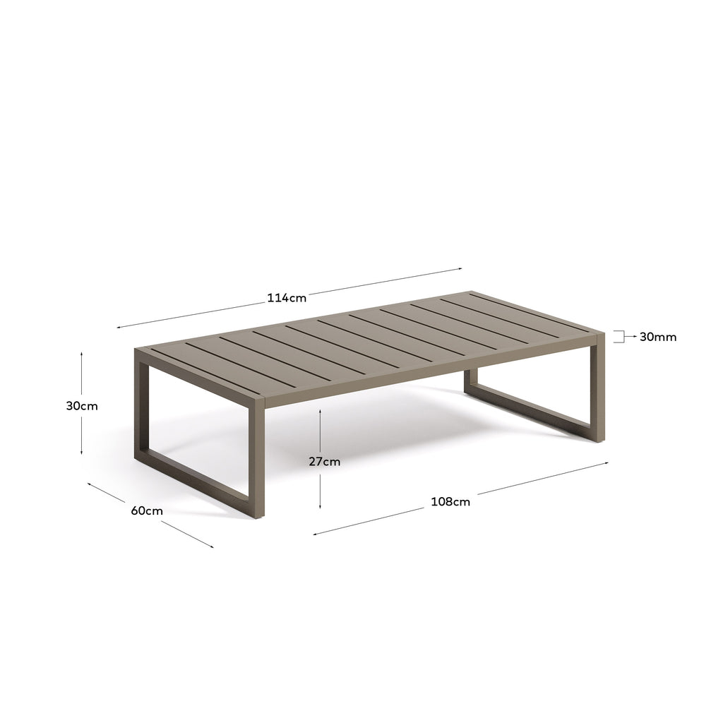 Table basse Comova 100 % pour extérieur en aluminium vert 60 x 114 cm