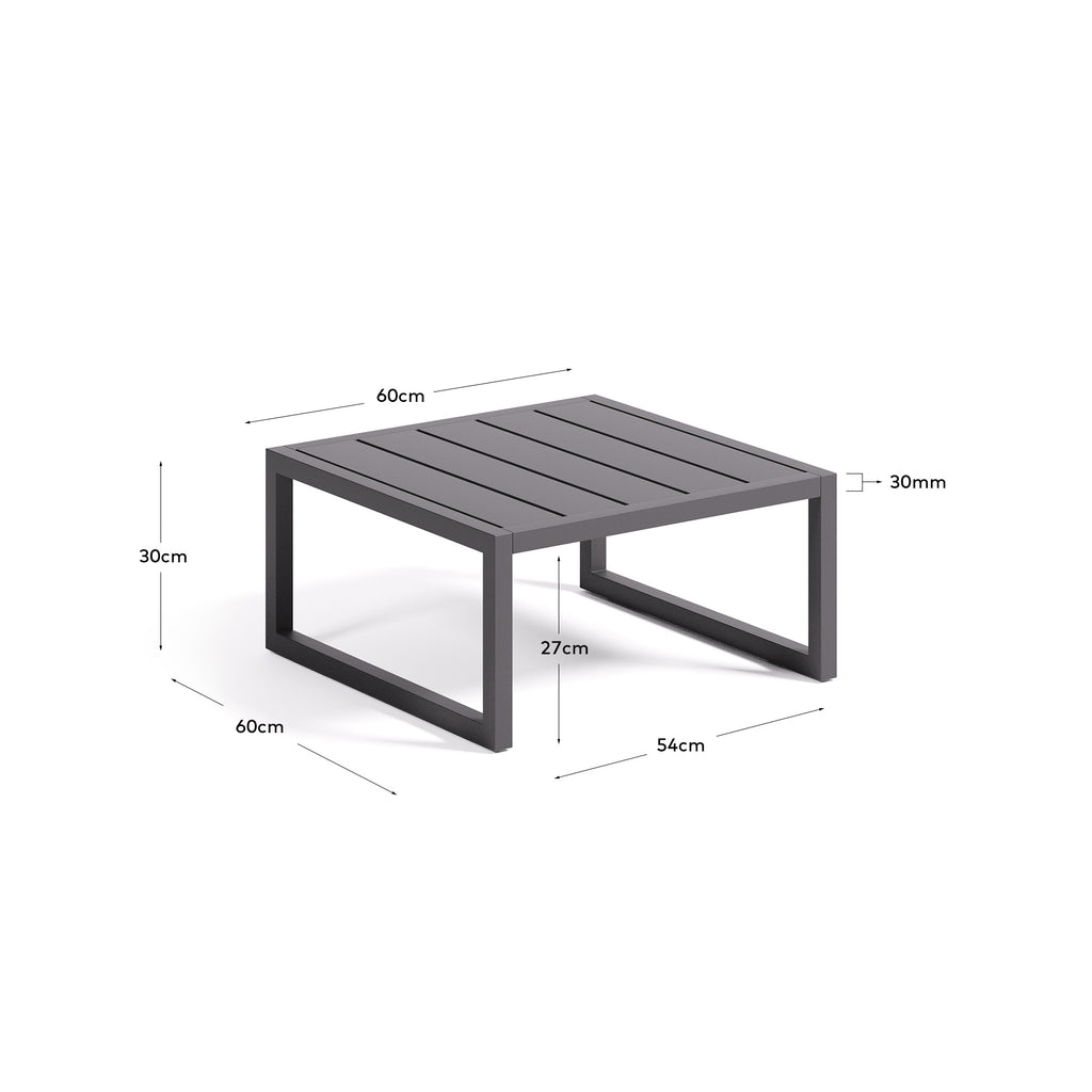 Table d'appoint Comova 100 % pour extérieur en aluminium noir 60 x 60 cm
