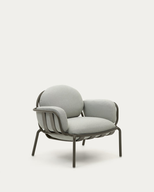 Fauteuil d'extérieur Joncols avec revêtement gris aluminium et finition peinte verte