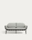 Canapé d’extérieur Joncols 2 places en aluminium avec finition peinte grise et coussins gris 164 cm