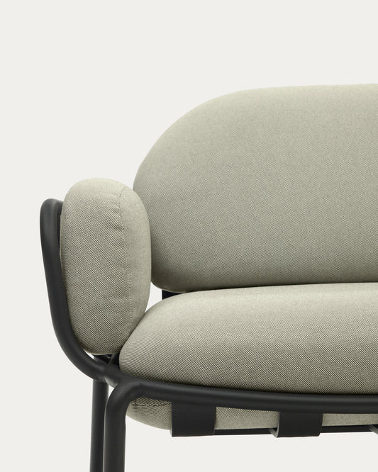 Joncols outdoor 2-seater sofa in aluminium with grey painted finish and beige cushions 164cm