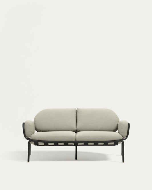 Joncols outdoor 2-seater sofa in aluminium with grey painted finish and beige cushions 164cm