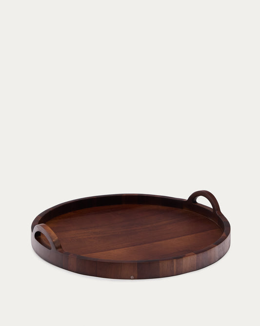 Plateau Zoa en bois d’acacia finition foncée FSC 100% Ø50 cm