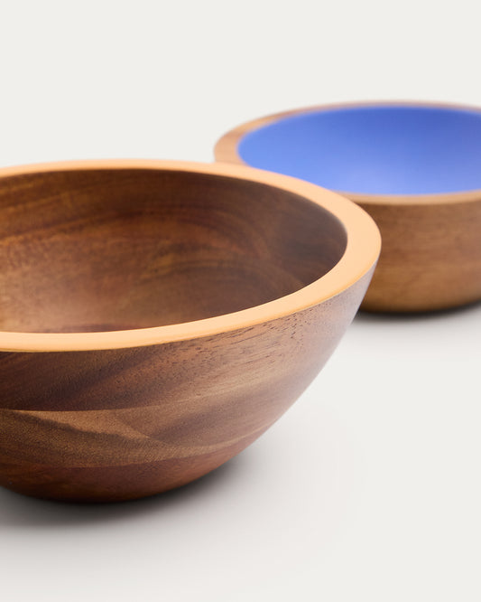 Lot de 2 bols multicolores en bois d'acacia FSC 100 %