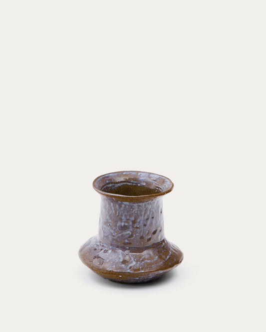 Vase Olaris en céramique brune 16 cm