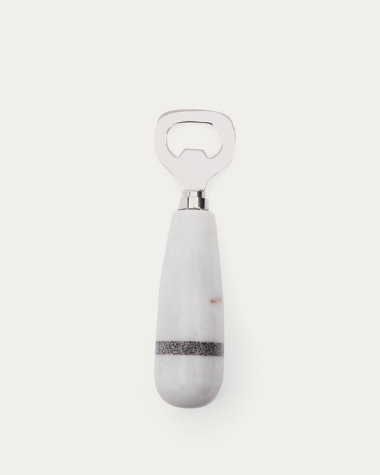 Ouvre-bouteille Nira en marbre blanc et gris