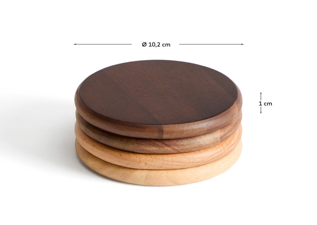 Ensemble Nover de 4 sous-verres en bois d’acacia FSC 100 %