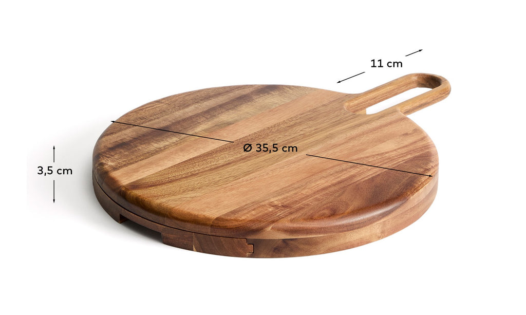 Ensemble Blera couverts et planche à fromages en bois d’acacia FSC 100 % et acier inoxydable