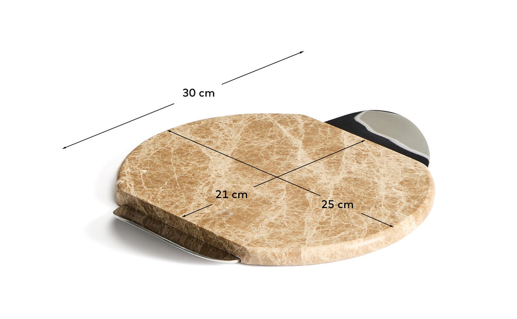 Planche de service Adoma en marbre beige et métal