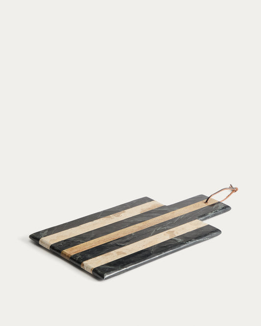 Planche de service Surne en marbre noir, marron et beige 30 x 23 cm