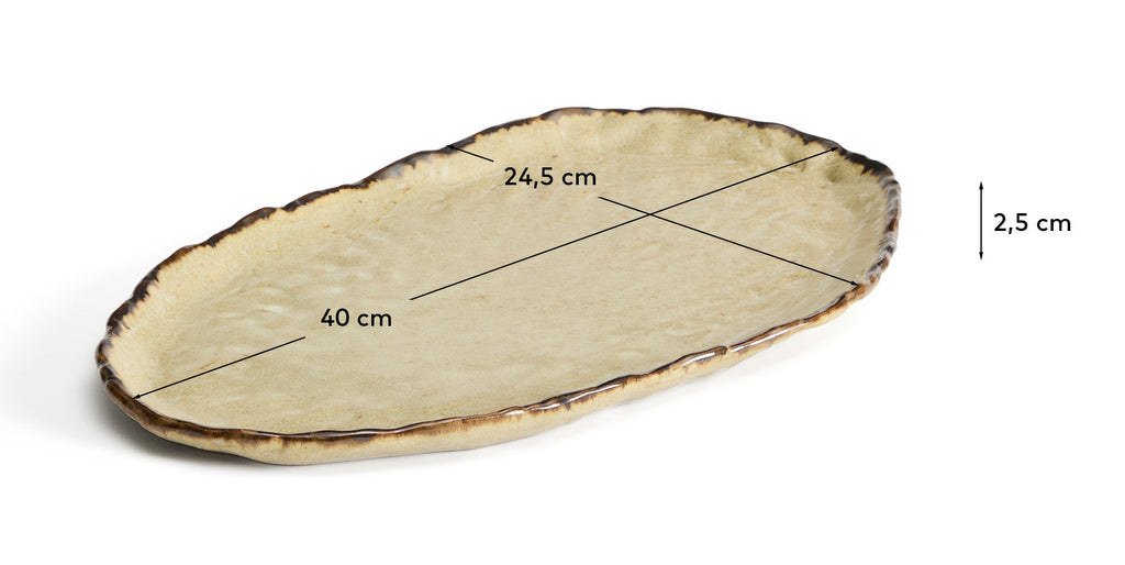 Plateau Abela en céramique marron