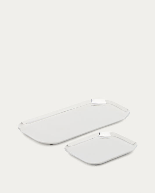 Ensemble Nirela de 2 plateaux en acier inoxydable
